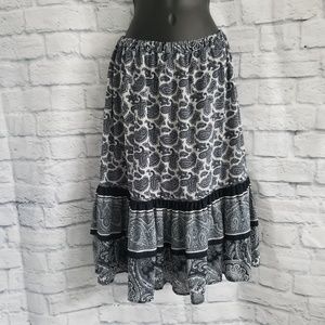 MK paisley print ruffle tiered midi skirt